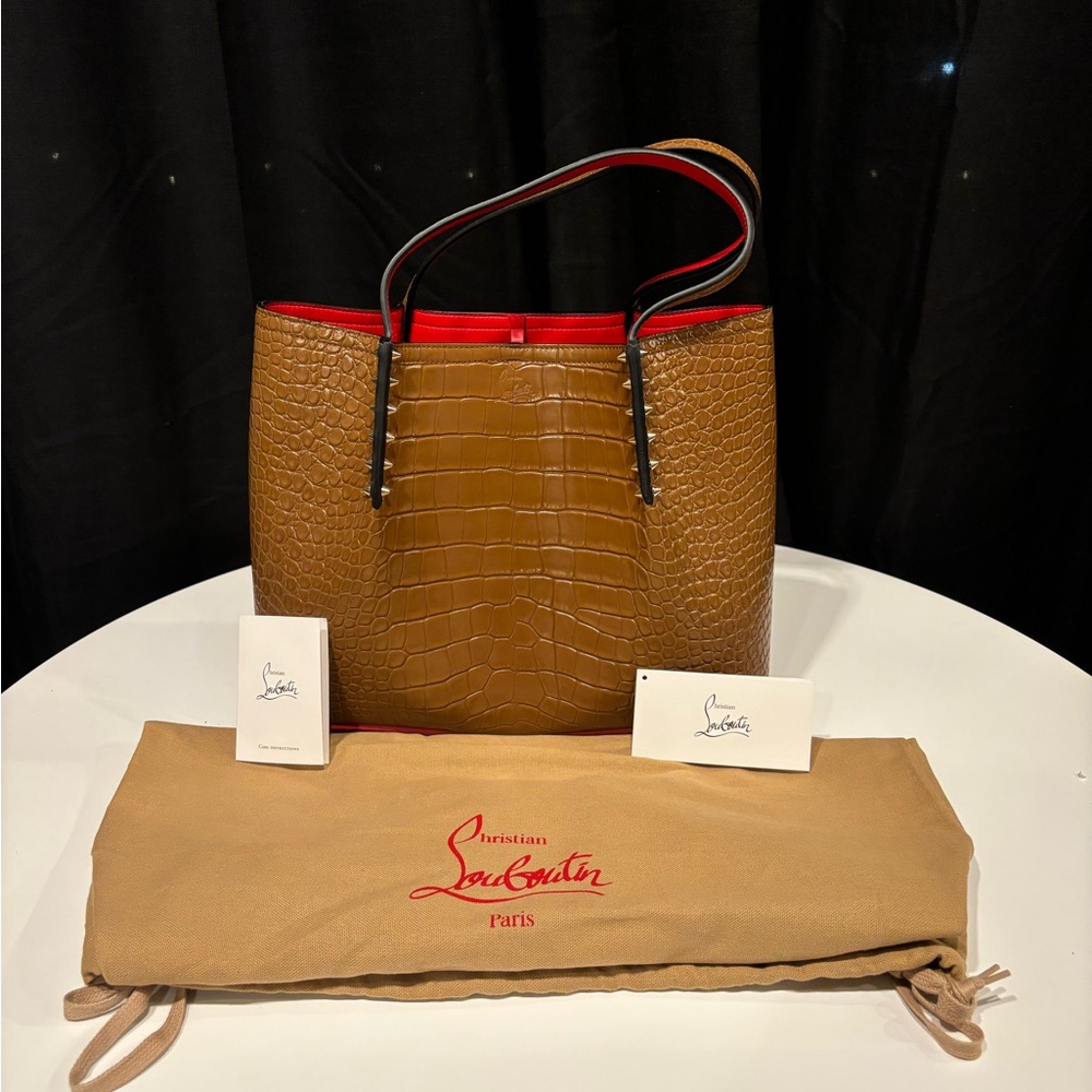 Christian Louboutin Cabarock Tote Crocodile Embossed Leather Small